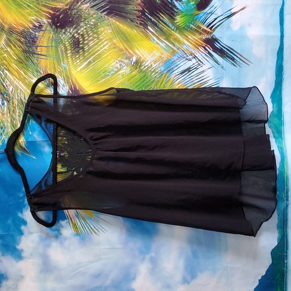 love J Tops - Sexy Love j black chiffon tank with lace back size L